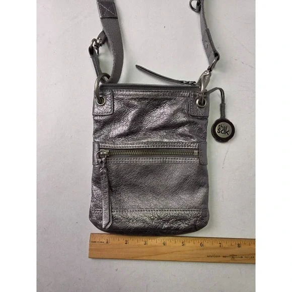 The Sak Crossbody Bag With Adjustable Strap Metallic Pockets Shoulder - Picture 9 of 12